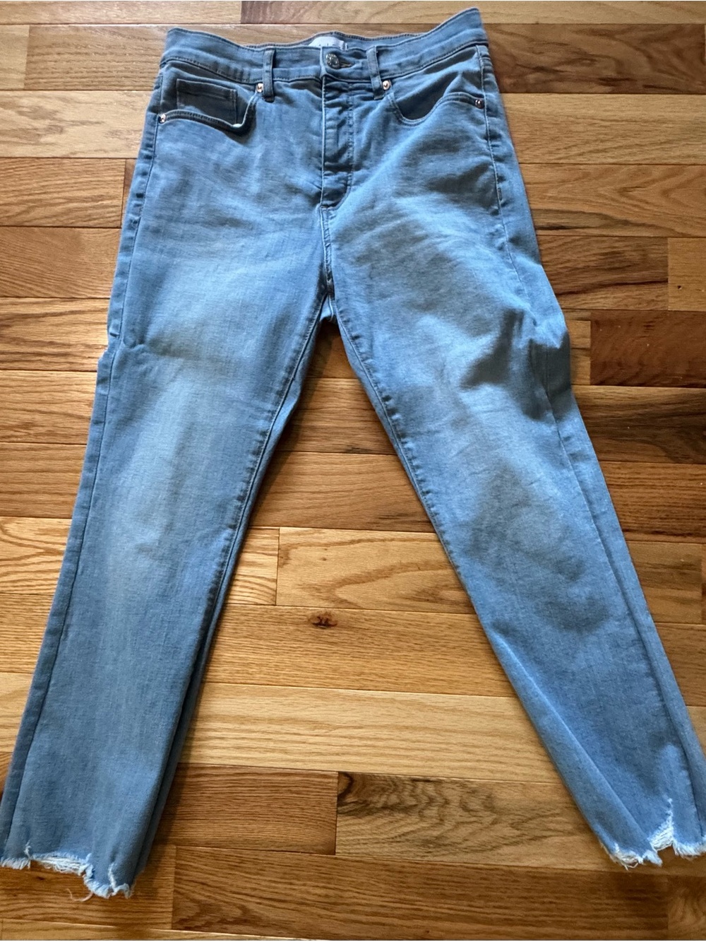 Loft Light Wash Raw Hem kick crop Jeans